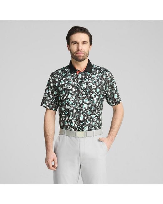 PUMA Green Cloudspun Abstract Camo Polo Shirt for men