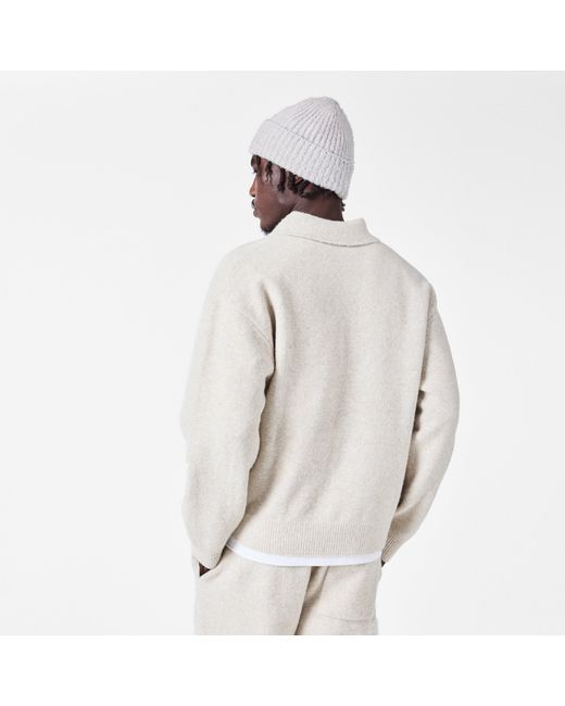 The Couture Club White Textured Soft Knit Relaxed Fit Knitted Top for men