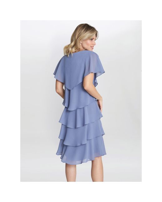 Gina Bacconi Blue Bella Georgette Tiered Dress