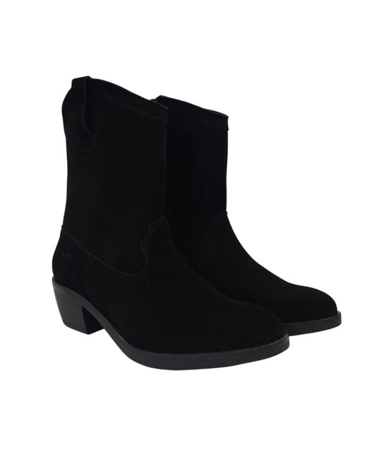 Jack Wills Black Jw Dalida Suede Calf Chunky Heel Hiker Boots