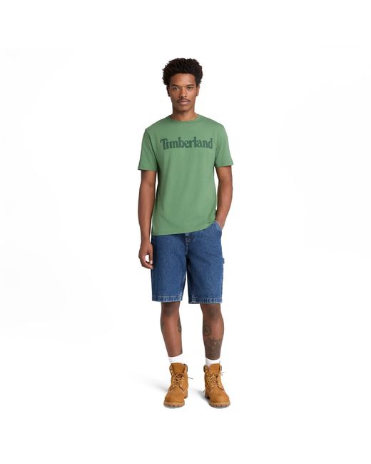 Timberland Green Northwood Wordmark Logo Cotton Short-Sleeve T-Shirt for men