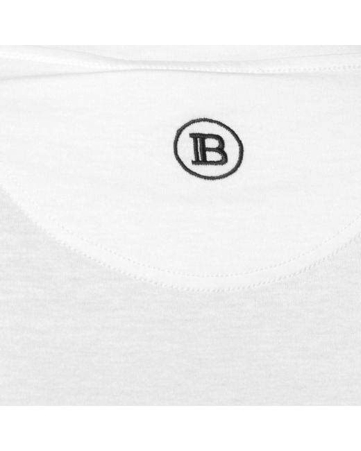 Balmain White Cotton Chest Logo T-Shirt for men