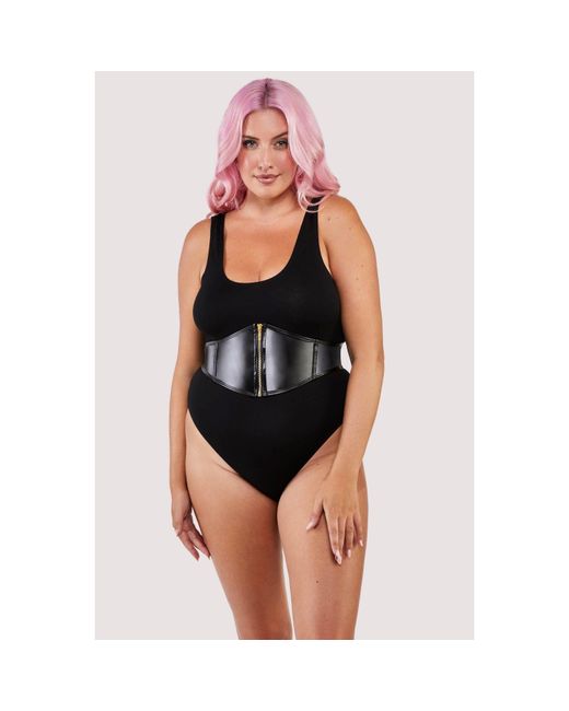 Wolf & Whistle Black Melody Jersey Body With Pu Panel