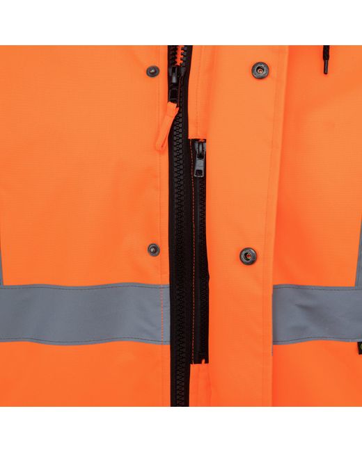 Dunlop Orange Waterproof Wind Resistant Reflective Long Sleeve Hi-Vis Jacket for men