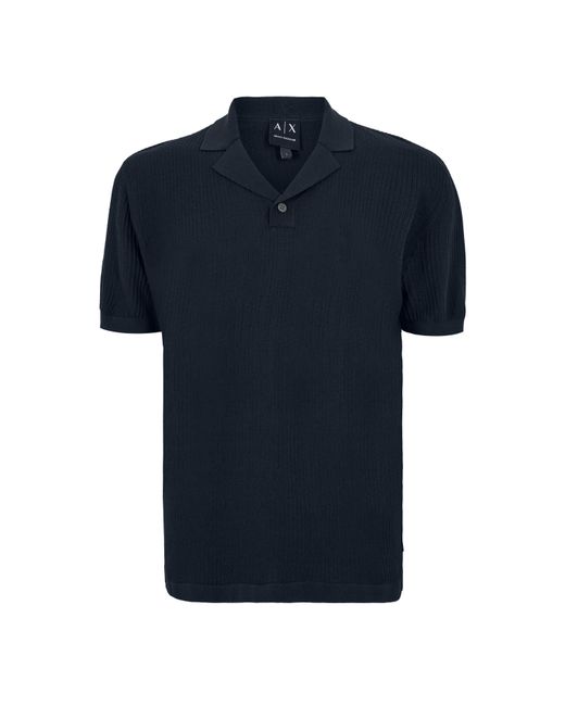 ARMANI EXCHANGE Black Knitted Polo Shirt for men