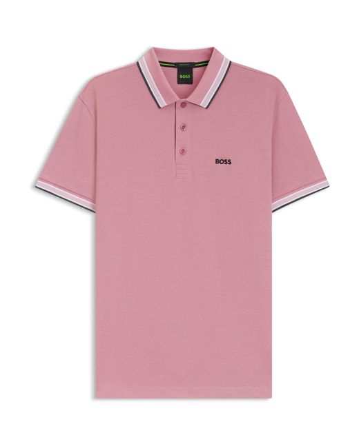 Boss Pink Paddy Polo Shirt With Contrast Tipping for men