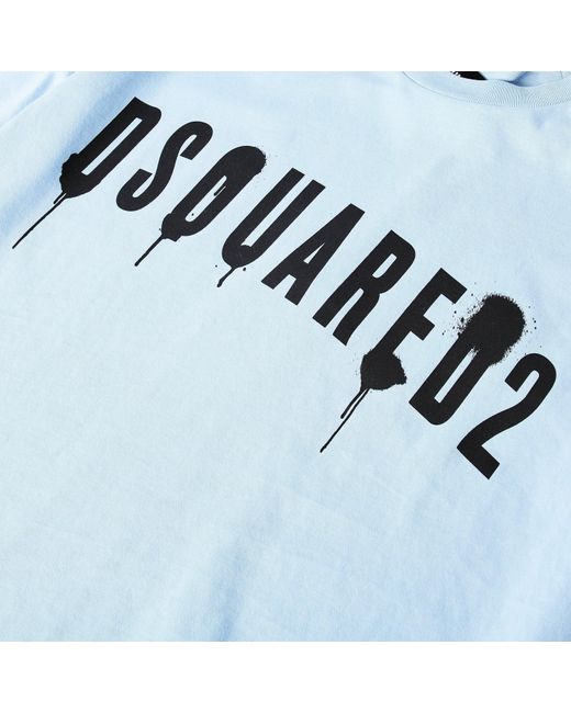 DSquared² Blue Spray Logo T Shirt for men