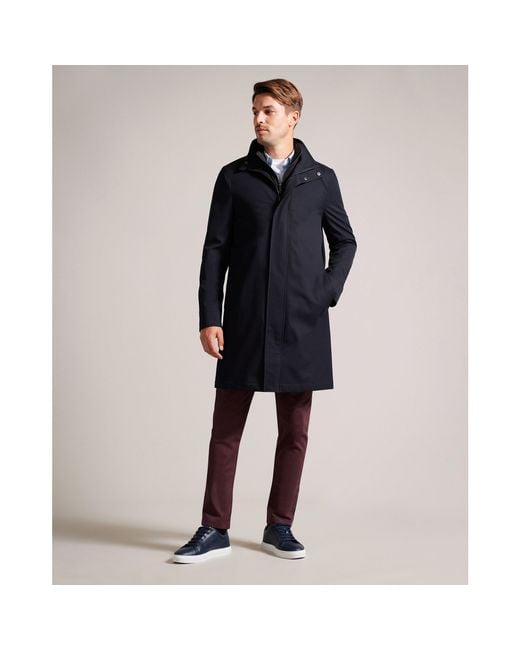 Ted Baker Blue Funnelcoat Overcoat for men
