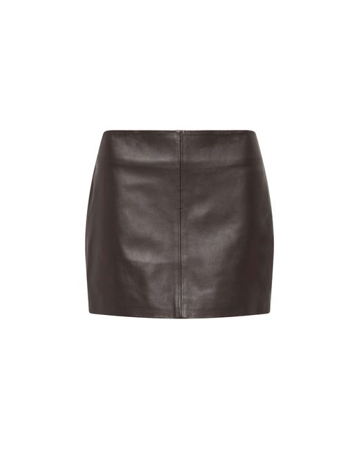 St. Agni Gray Leather Mini Skirt