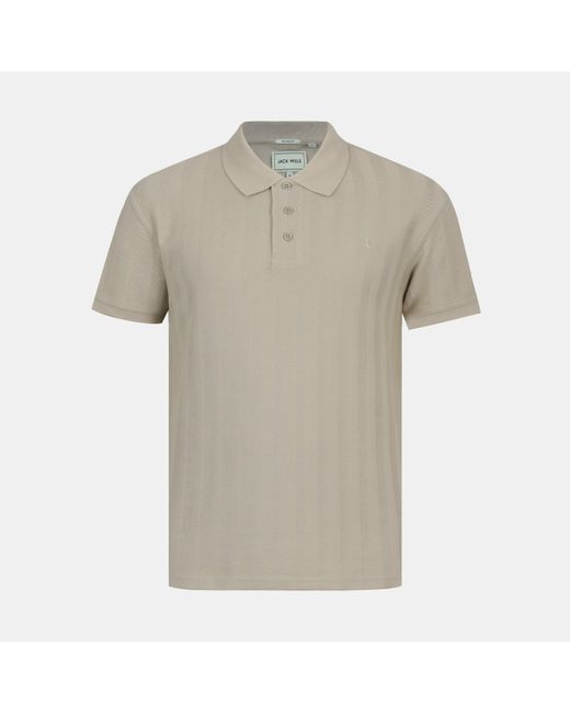 Jack Wills Gray Herringbone Cotton Short Sleeve Polo Shirt for men