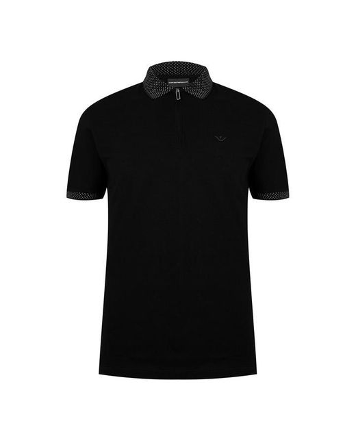 Emporio Armani Black Zipped Polo Shirt for men