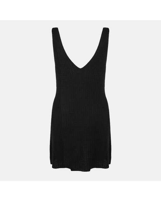 Jack Wills Black Stitchy V-Neck Mini Knitted Jumper Dress