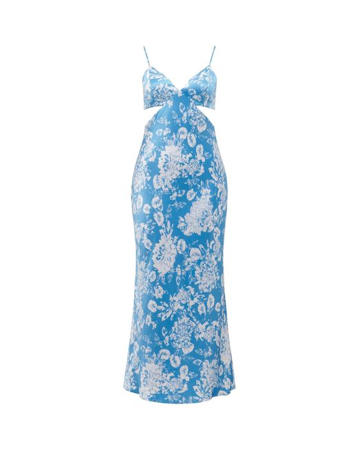 Forever New Blue Angelique Satin Cut Out Dress
