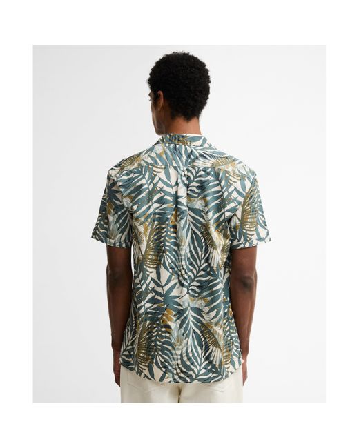 Barbour Green Patterned Short Sleeve Shirt for men