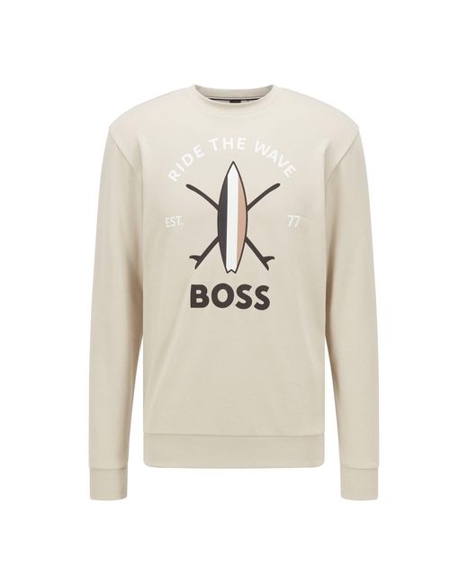 Boss White Savin Sweatshirt for men