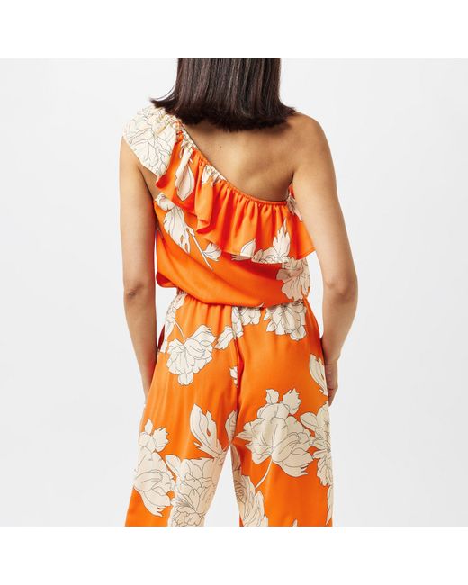 AX Paris Orange Blood Floral Print One Shoulder Jumpsuit