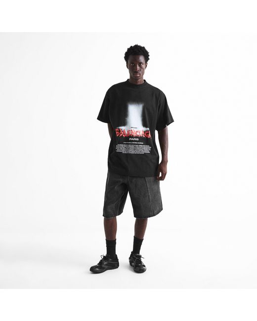 Balenciaga Black Bal Sticker Tee Sn64 for men