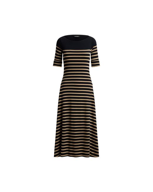 Ralph Lauren Black Boat-Neck Jersey Midi Dress