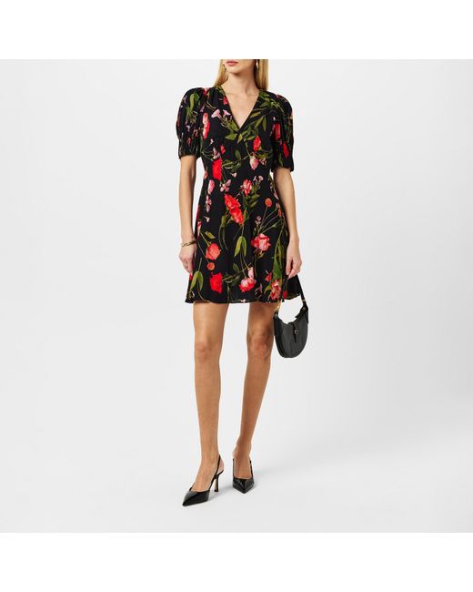 Ted Baker Black Sienno Mini Puff Sleeve Tea Dress