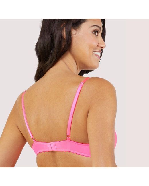 Playful Promises Red Magda Neon Cocktail Embroidery Plunge Bra