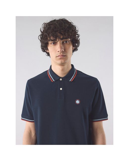 Pretty Green Blue Brixton Short-Sleeve Polo Shirt for men
