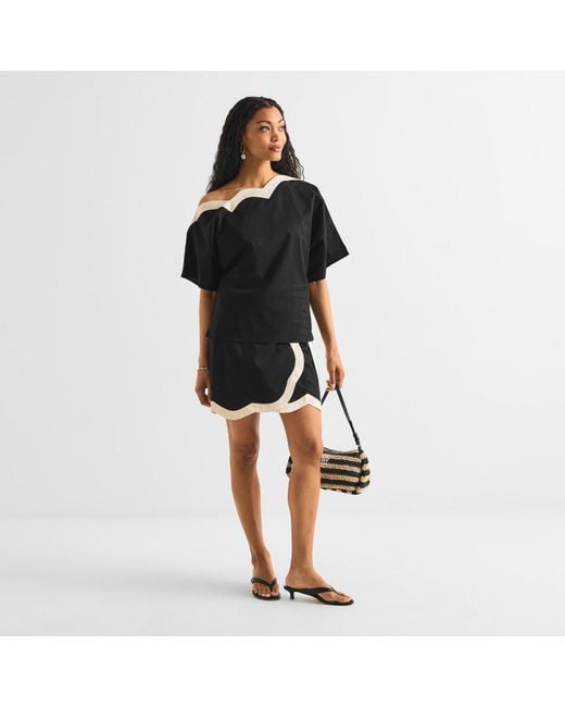 Never Fully Dressed Black Scallop Tilly Top