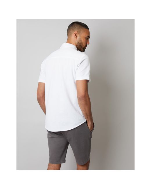 Threadbare White Majestic Short-Sleeve Plain Shirt for men