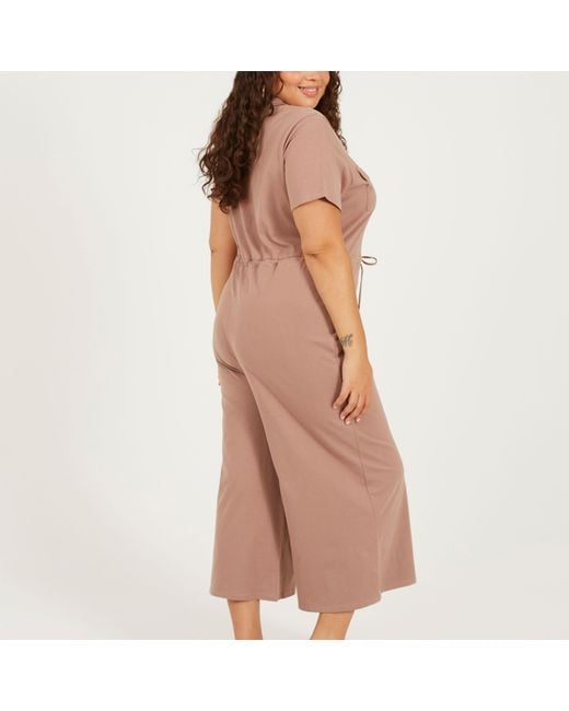 Brave Soul Multicolor Plus Size Utility Style Jumpsuit With Drawcord Waist