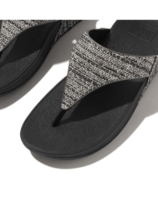 Fitflop Black Lulu Shimmerweave Toe-Post Sandals