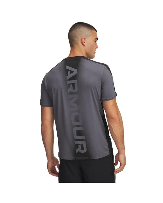 Under Armour Blue Hg Wordmark Short-Sleeve Performance Gym Top for men