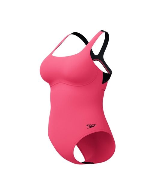 Speedo Pink Flex Band One Piece Swimsuit With Built-In Swim Bra