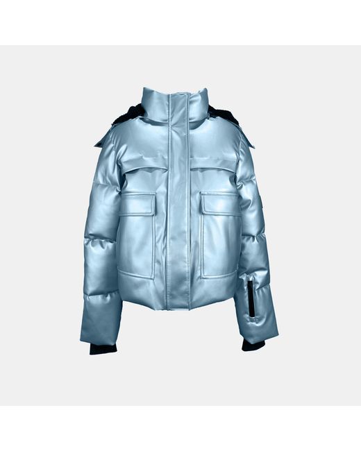 Jack Wills Blue Jw Cropped Puffer Insulated Ski Jacket