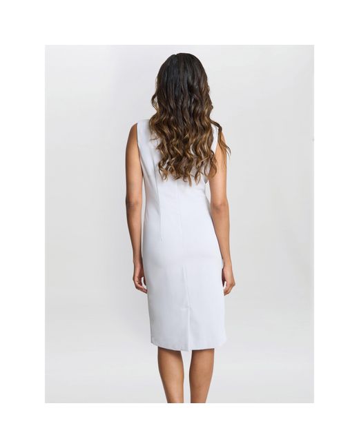Gina Bacconi White Merna Crepe Shift Dress