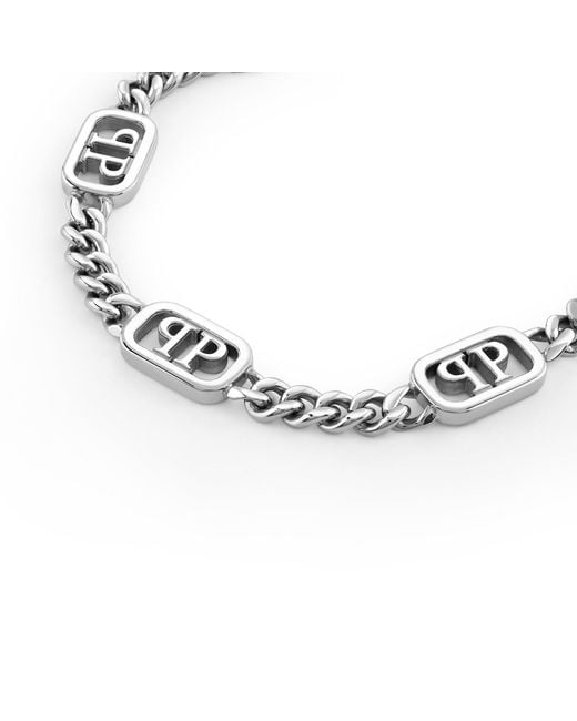 Philipp Plein Metallic Plein Lettering Chain Bracelet for men