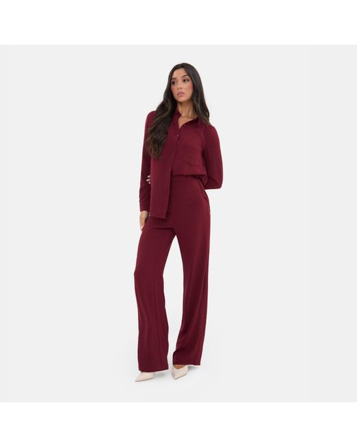 I Saw It First Red Soft Crepe Wide Leg Trouser