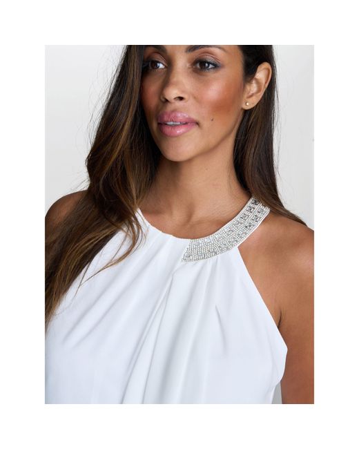 Gina Bacconi Blue Elle Halter Top With Beaded Neck