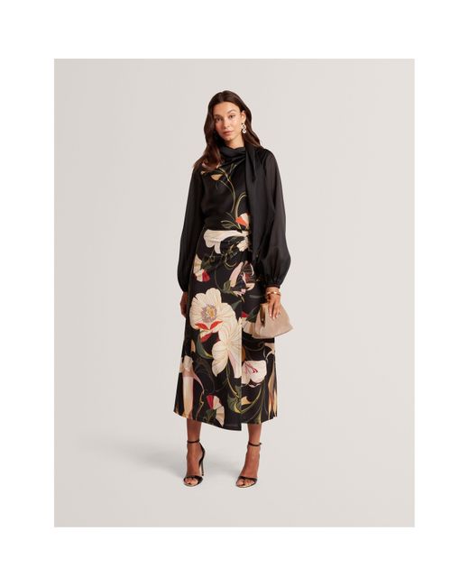 Ted Baker Black Tie Neck Long-Sleeve Blouse