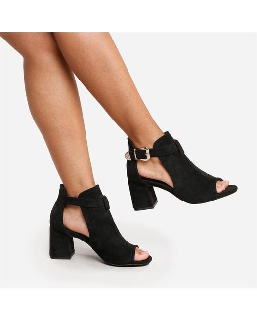 Where's That From Black Wheres Open Toe Block Heels Ladies