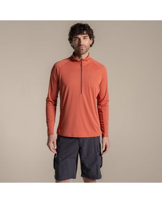 Craghoppers Red Nosilife Solar Shield+ Quick-Drying Half Zip Top for men