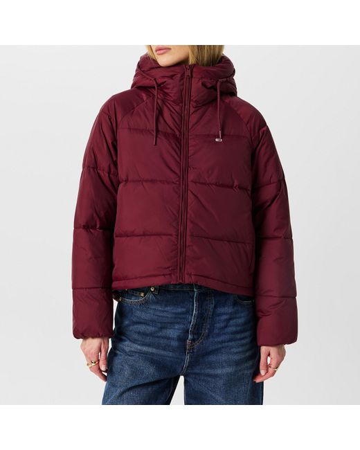 Tommy Hilfiger Red Recycled Hooded Short Puffer Jacket
