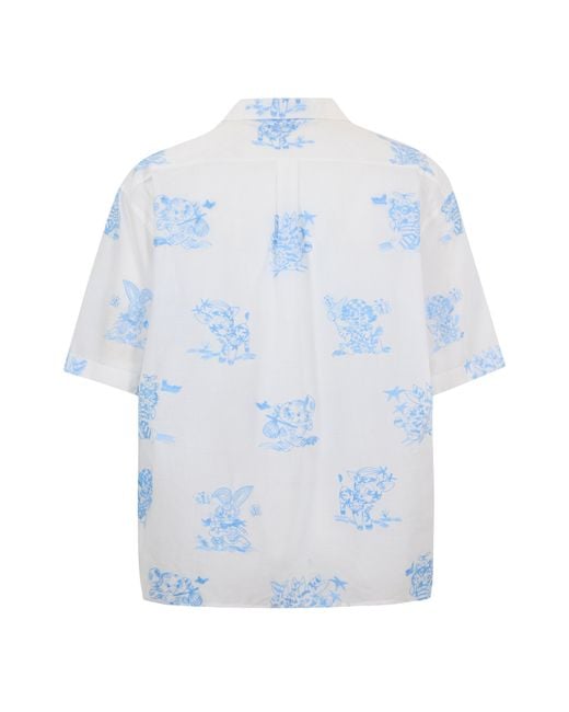 KENZO Blue Short Sleeve Patterned Shirt for men