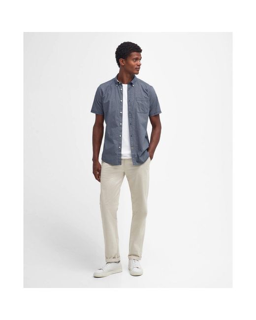 Barbour Blue Shell Tailored Short Sleeve Shirt for men