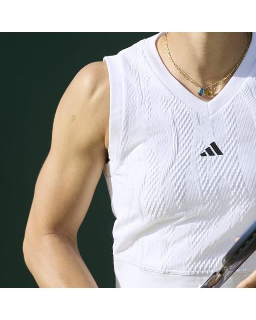 Adidas White Tennis Pro Aeroready Crop Top