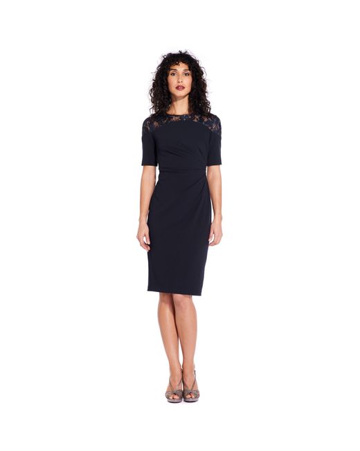 Adrianna Papell Blue Crepe Short Dress