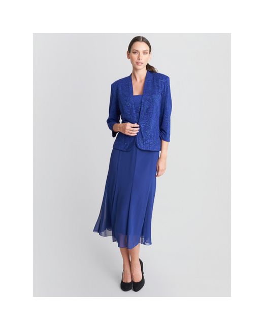 Gina Bacconi Blue Tillie Glitter Tank And Chiffon Skirt
