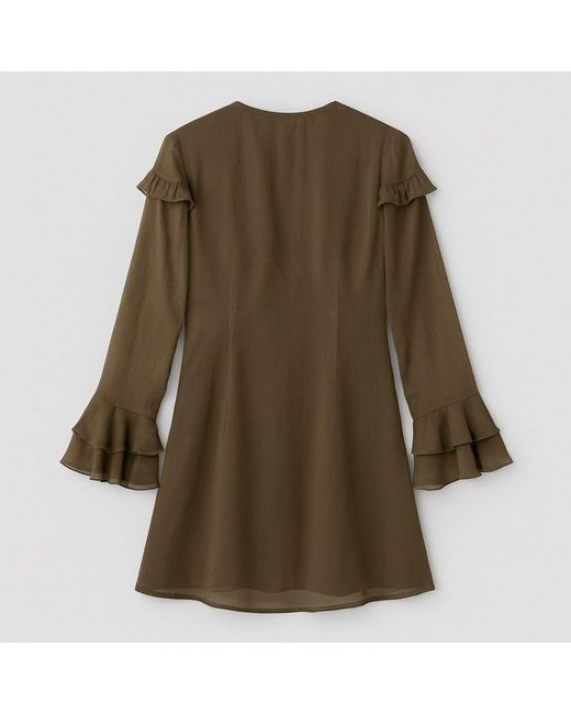 I Saw It First Brown Ruffle Mini Dress