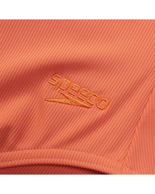 Speedo Orange Textured Belted Deep U-Back One Piece Swimsuit