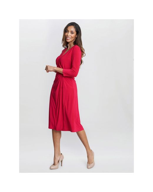Gina Bacconi Antonia Jersey Wrap Dress in Red | Lyst UK