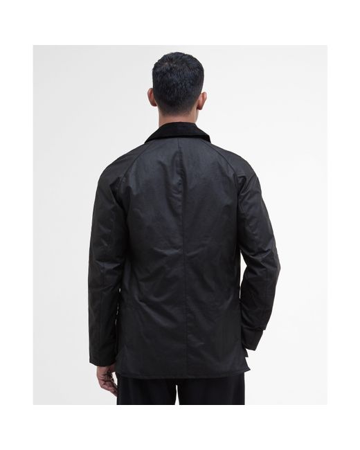 Barbour Black Ashby Water Resistant Windproof Long Sleeve Wax Jacket for men