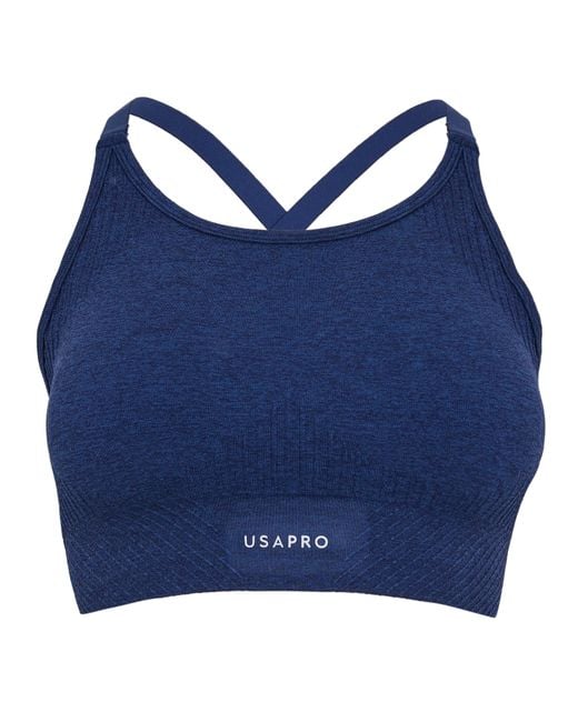 Usa Pro Blue Up Seamless Adjustable Sports Bra